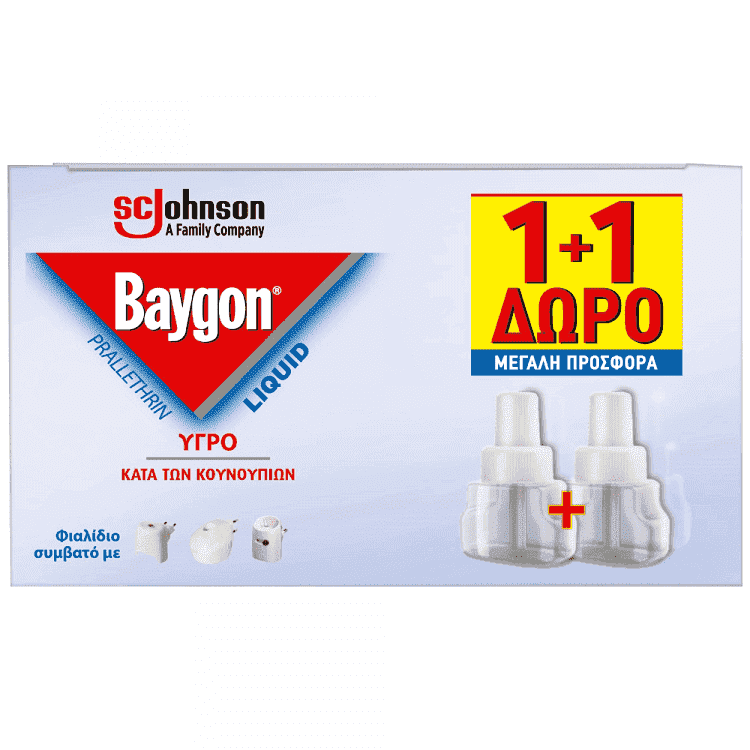 Baygon Liquid Ανταλλακτικό 120 Νύχτες 36ml 1+1Δώρο