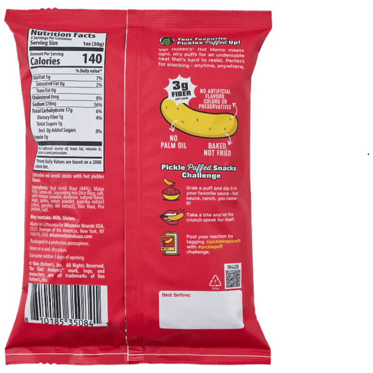 Van Holtens Hot Mama Pickle Puffs 90gr