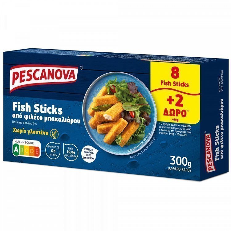 Pescanova Fish Sticks Χωρίς Γλουτένη 300gr (8+2 Δώρο)