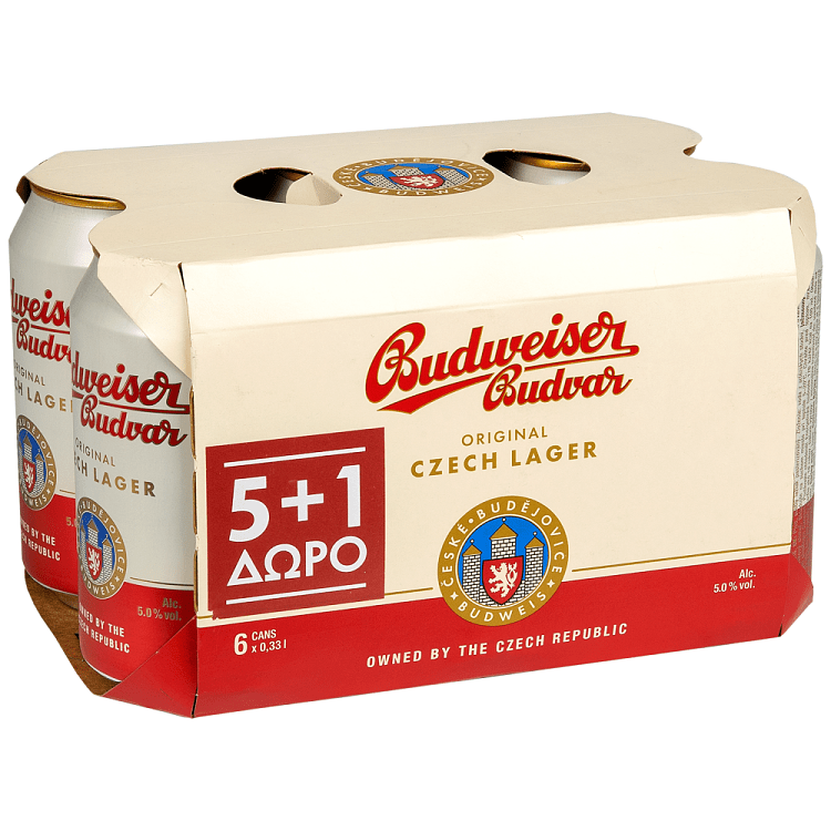 Budweiser Budvar Μπίρα Κουτί 330ml 5+1 Δώρο