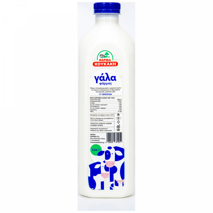 Κουκάκη Γάλα Φάρμας Διπλοφιλτραρισμένο 3,9% Λιπαρά 1,5 lt
