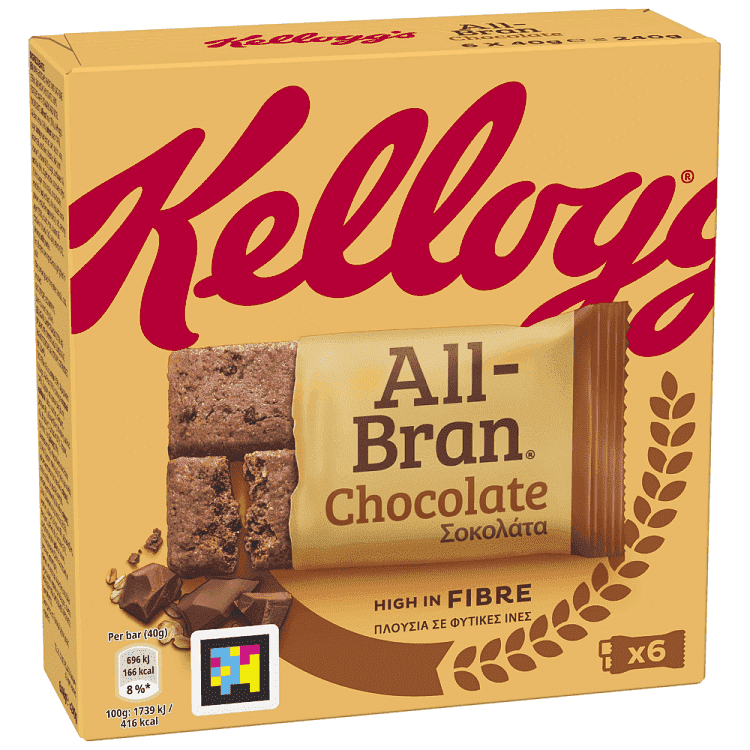 Kellogg's Bars All Bran Choco Bar 6x40gr