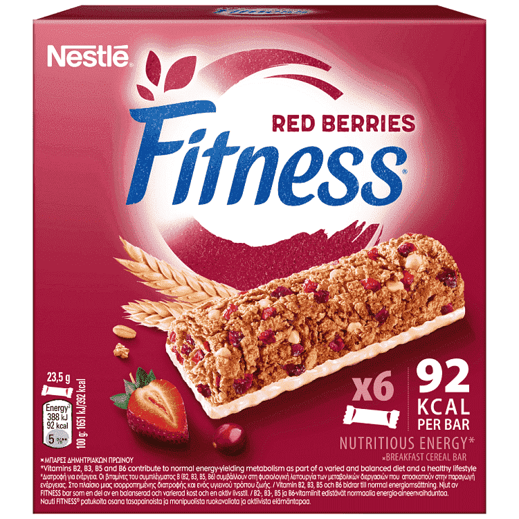 Nestle Fitness Μπάρες Δημητριακών Red Berries 6x23,5gr
