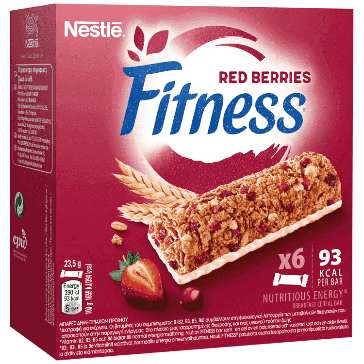 Nestle Fitness Μπάρες Δημητριακών Red Berries 6x23,5gr