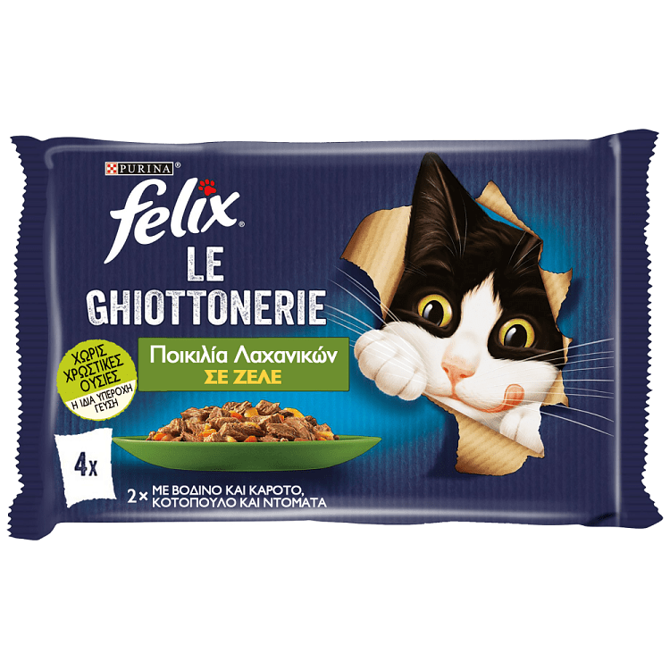 Felix Agail Υγρή Τροφή Γάτας με Βοδινό-Καρότα-Ντομάτα 4x85gr