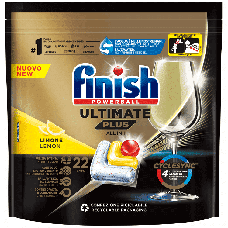Finish Ultimate Plus Caps Πλυντηρίου Πιάτων Lemon 22τεμ