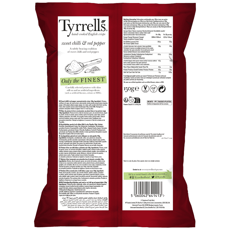 Tyrrell's Sweet Chilli & Red Pepper 150gr