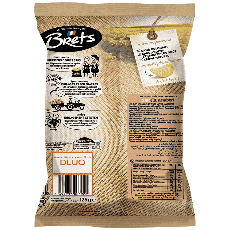 Brets Πατατάκια Με Τυρί Camembert 125gr