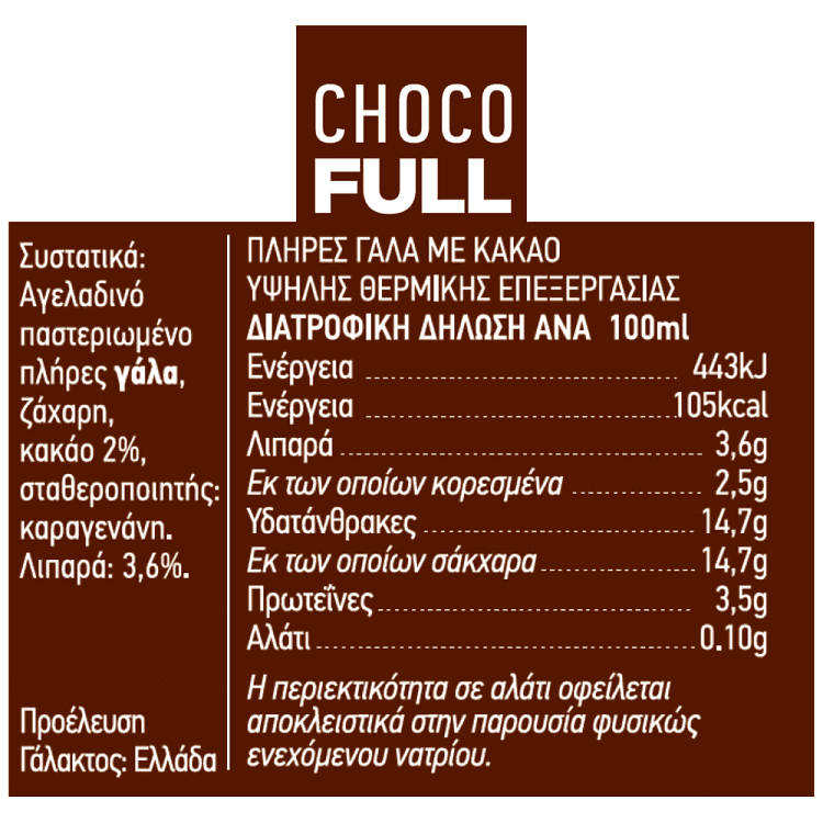 Κουκάκη Chocofull Γάλα Σοκολατούχο 500ml