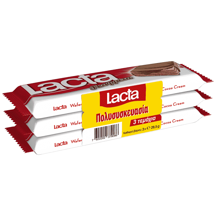 Lacta Γκοφρέτα Επικάλυψη Με Σοκολάτα 28.5gr 3τεμ