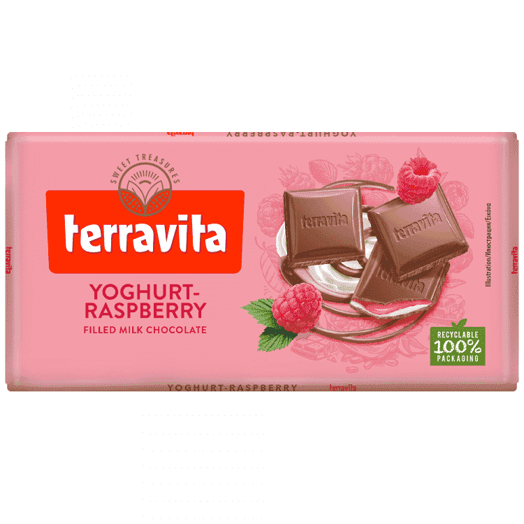 Terravita Σοκολάτα Γάλακτος Γεμιστή Raspberry 100gr