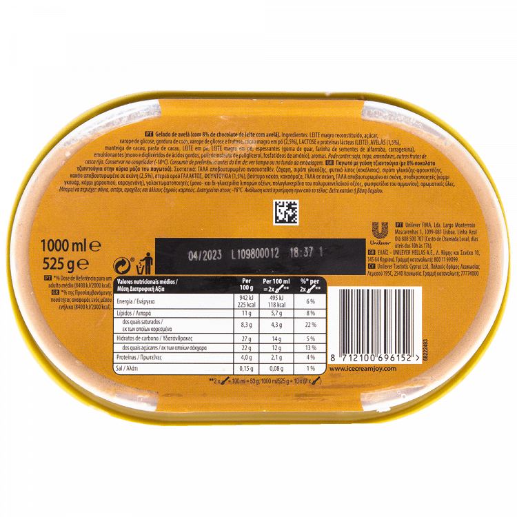 Algida Carte D'Or Choc Παγωτό Hazelnut 525gr