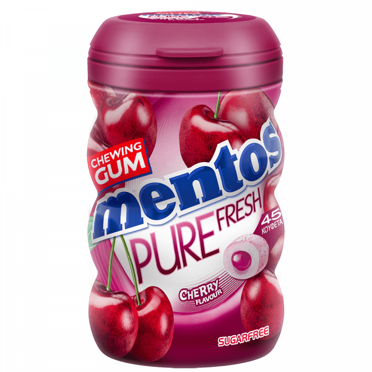 Mentos Pure Fresh Cherry Τσίχλες Σε Μπουκάλι 87gr