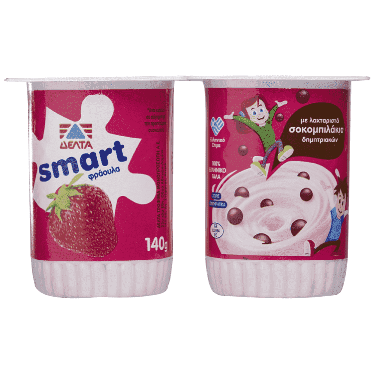 Δέλτα Smart Επιδόρπιο Γιαουρτιού Φράουλα 2x140gr