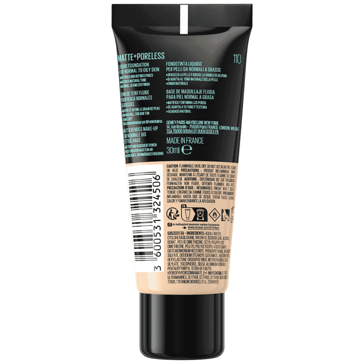 Maybelline New York Fit Me Matte Foundation 110 Porcelain