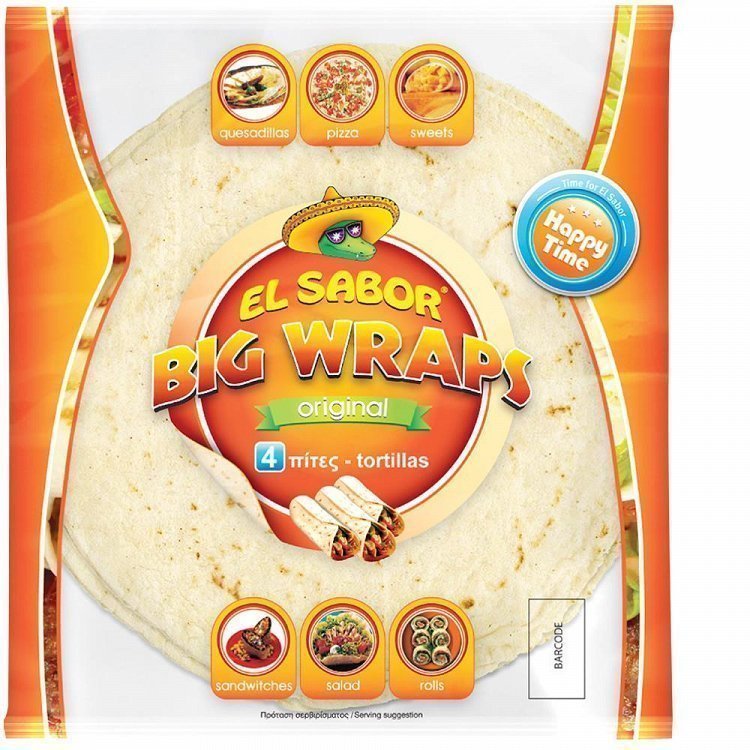 El Sabor Wraps Πίτες Tortillas 25cm 4x245gr