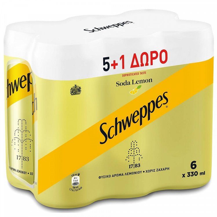Schweppes Σόδα Λεμόνι 330ml (5+1 Δώρο)