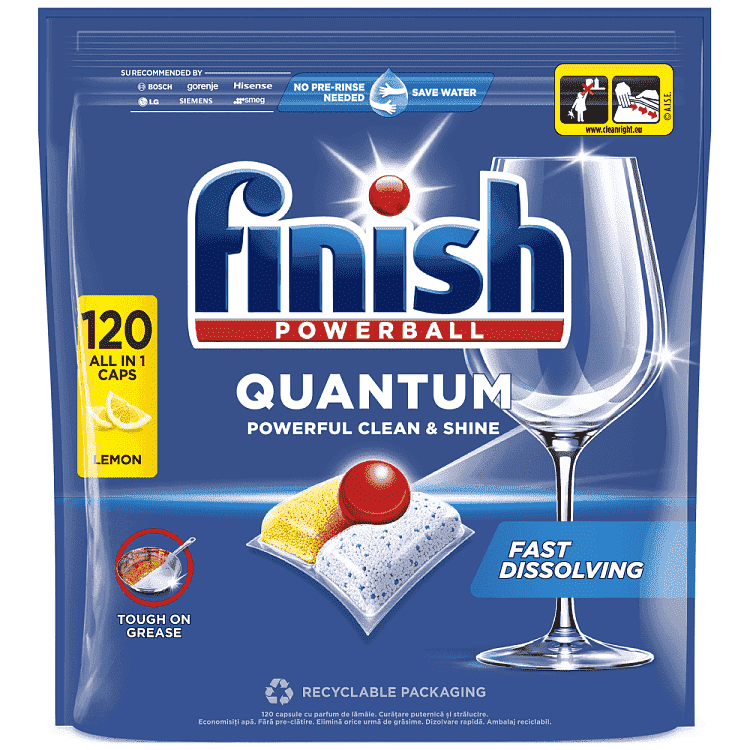Finish Quantum All in 1 Ταμπλέτες Πλυντηρίου Πιάτων Λεμόνι 120τεμ