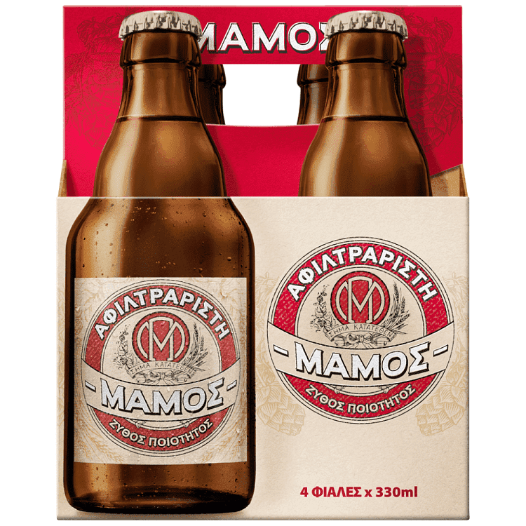 Μάμος Μπύρα Φιάλη Αφιλτράριστη 330ml 4τεμ