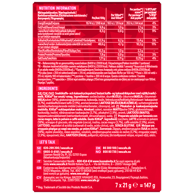 Nescafe Mocha Kit Kat 7sac 147gr