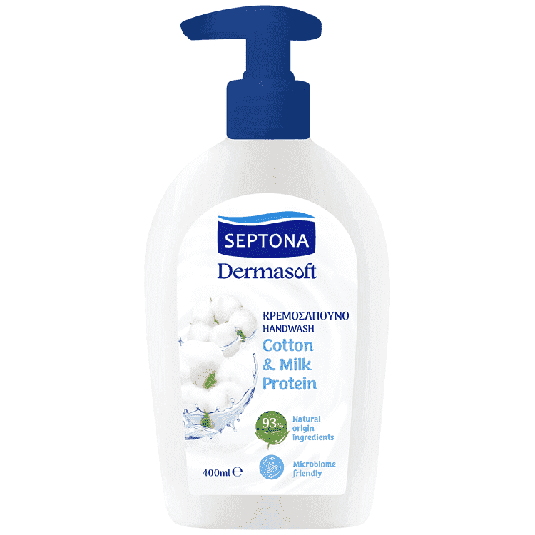 Septona Dermasoft Κρεμοσάπουνο Άντλια Cotton & Milk 400ml