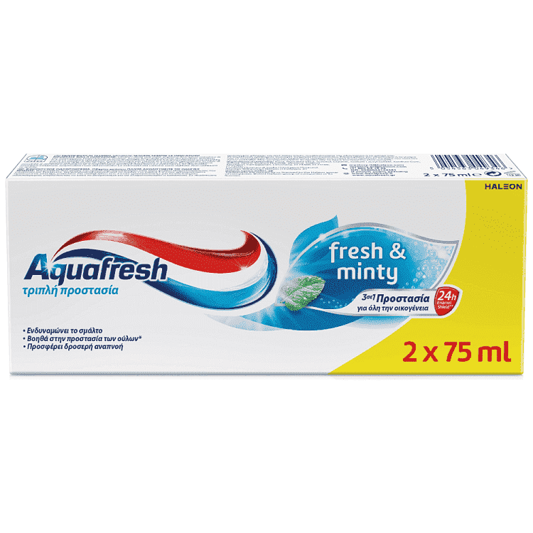 Aquafresh Fresh & Minty Οδοντόκρεμα 2x75ml