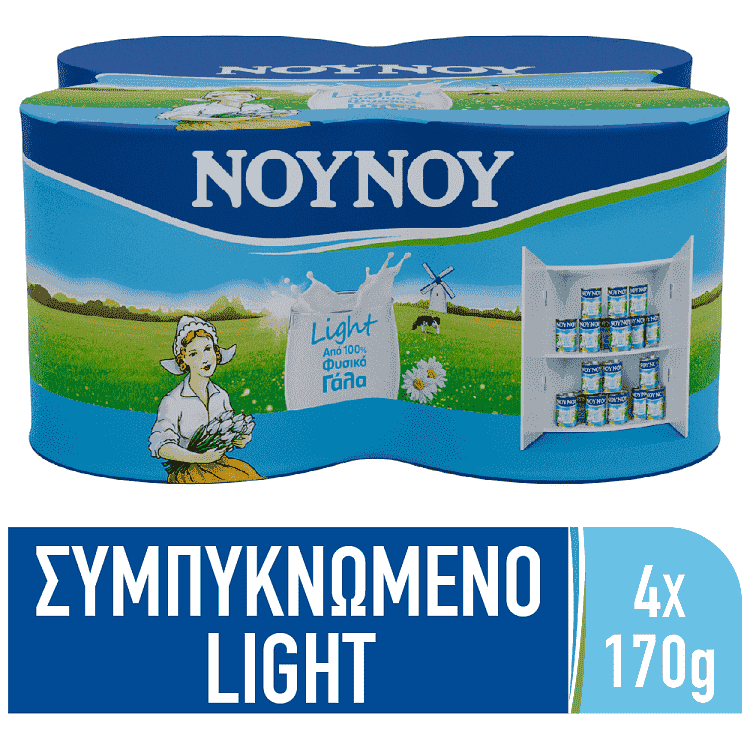 NOYNOY Συμπυκνωμένο Γάλα Light 4x170gr