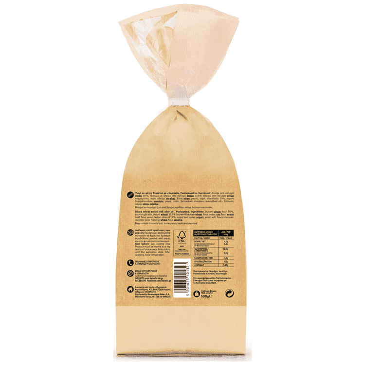 Κατσέλης Διπλοζυμωτό Ψωμί Σε Φέτες Χωριάτικο 500gr