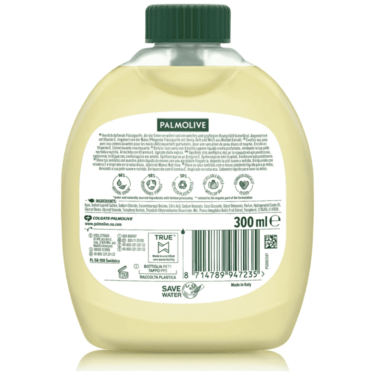 Palmolive Naturals Μέλι & Γάλα Υγρό Κρεμοσάπουνο Ανταλλακτικό 300ml