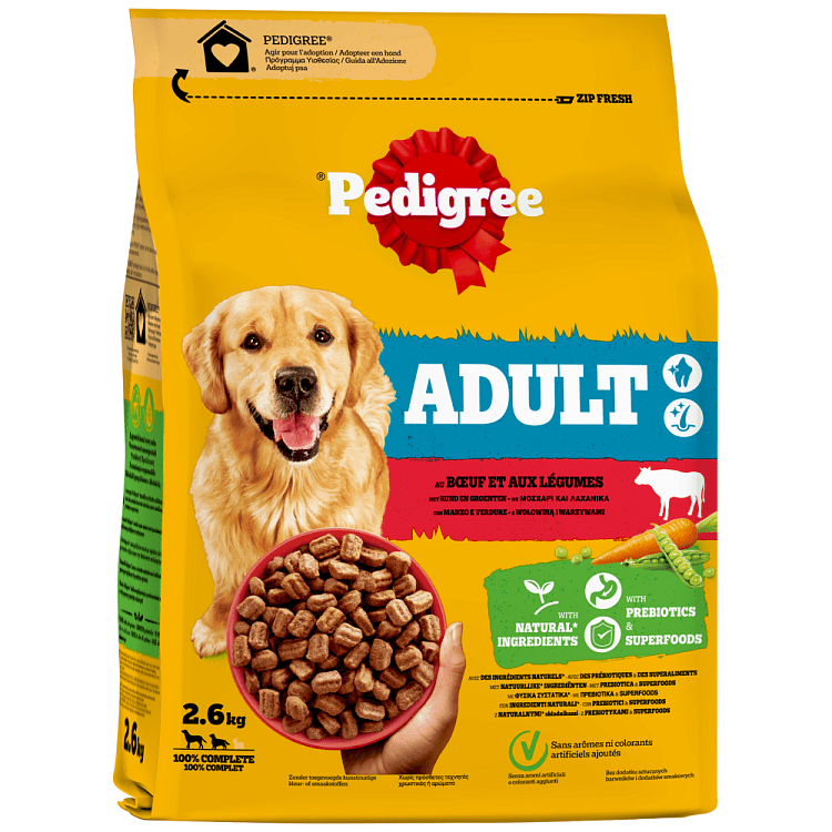 Pedigree Adult Ξηρή Τροφή Σκύλου Μοσχάρι & Λαχνικά 2.6kg