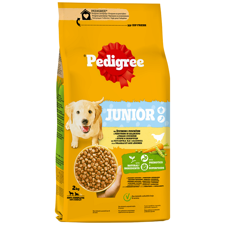 Pedigree Junior Ξηρή Τροφή Σκύλου Κοτόπουλο & Λαχανικά 2kg