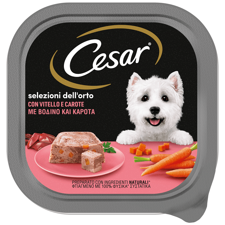 Cesar Δισκάκι Υγρή Τροφή Σκύλου Με Βοδινό & Καρότο 300gr