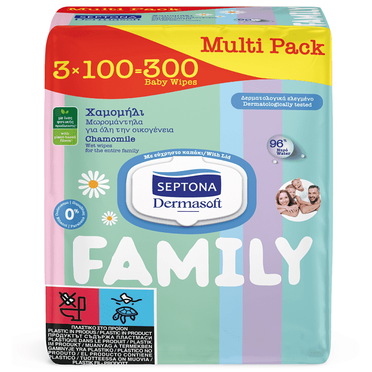 Septona Μωρομάντηλα Dermasoft Family 3x100τεμ