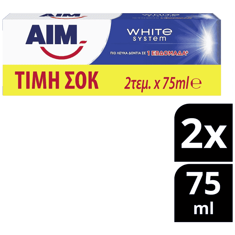 Aim Οδοντόκρεμα White System 2x75ml