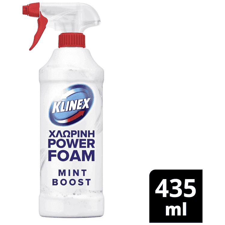 Klinex Power Foam Αφρός Καθαρισμού Μπάνιου Με Χλώριο 435ml