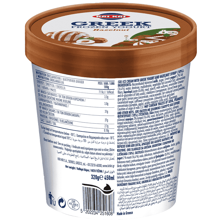 Κρι Κρι Frozen Yogurt Hazelnat Παγωτό 320gr 450ml
