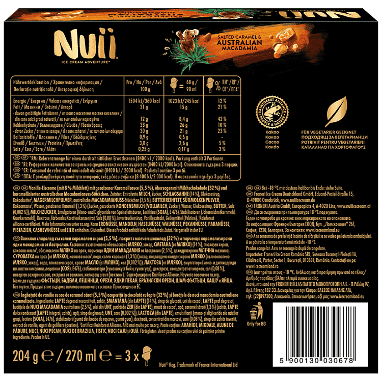 Nuii Salted Caramel & Australian Macadamia 3τεμ 368gr 270ml
