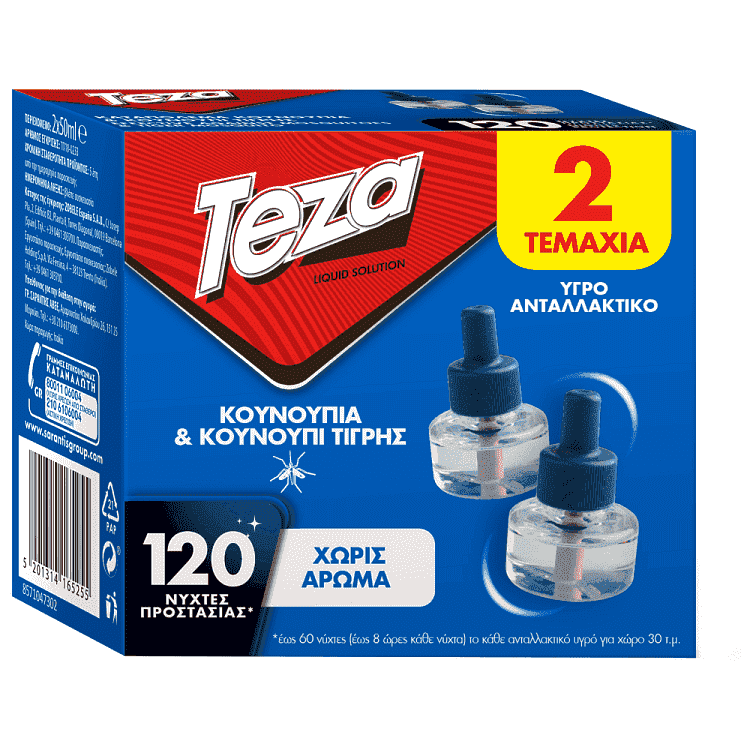 Teza Εντομοαπωθητικό Υγρό Ανταλλακτικό 120 Νύχτες 2τεμ