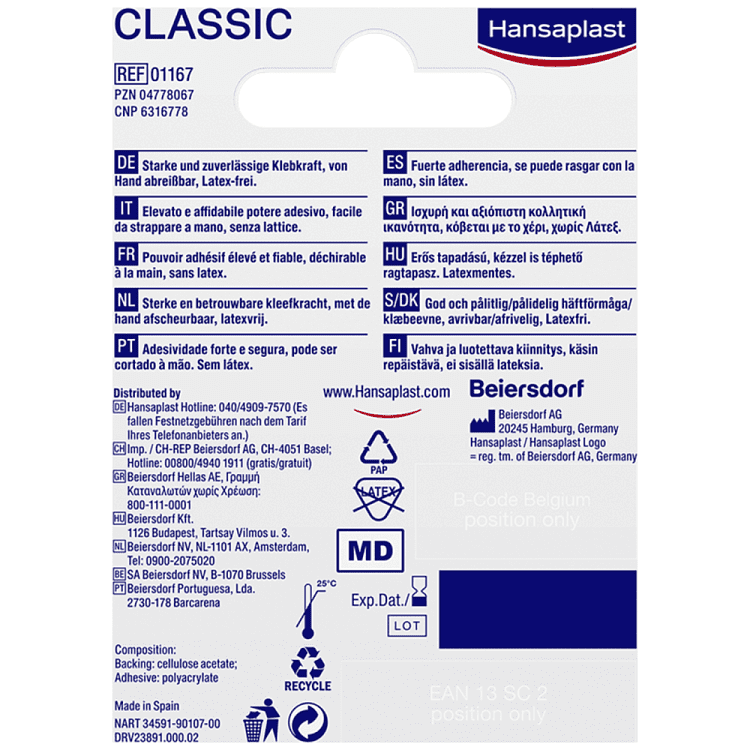Hansaplast Classic 1.25cm 5m
