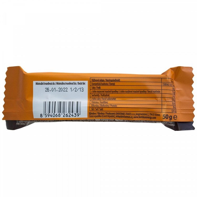 Bombus Μπάρα Raw Πρωτείνης 30% Επικάλυψη Σοκολάτα Φυστίκι Κακάο 50gr