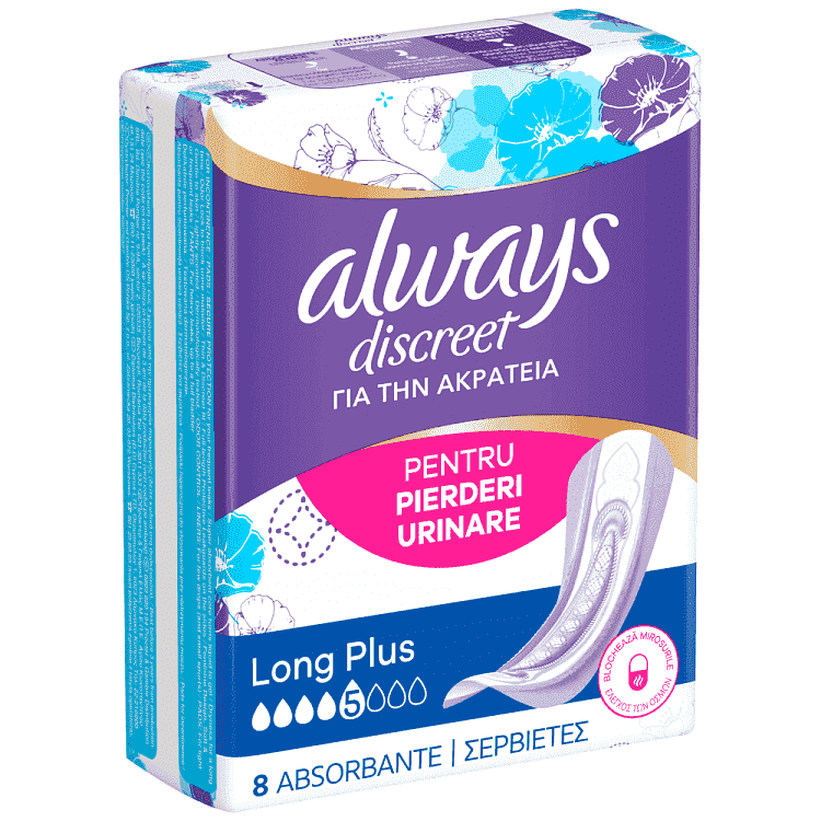 Always Discreet Σερβιέτες Ακράτειας Long Plus 8τεμ