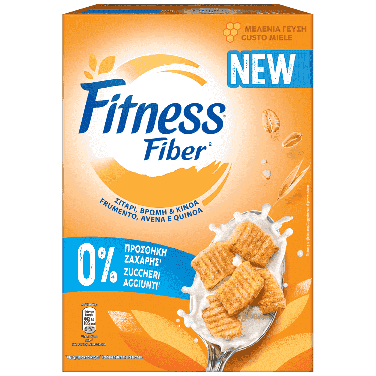 Nestle Fitness Fiber Δημητριακά Με Μελένια Γεύση Χωρίς Ζάχαρη 310gr