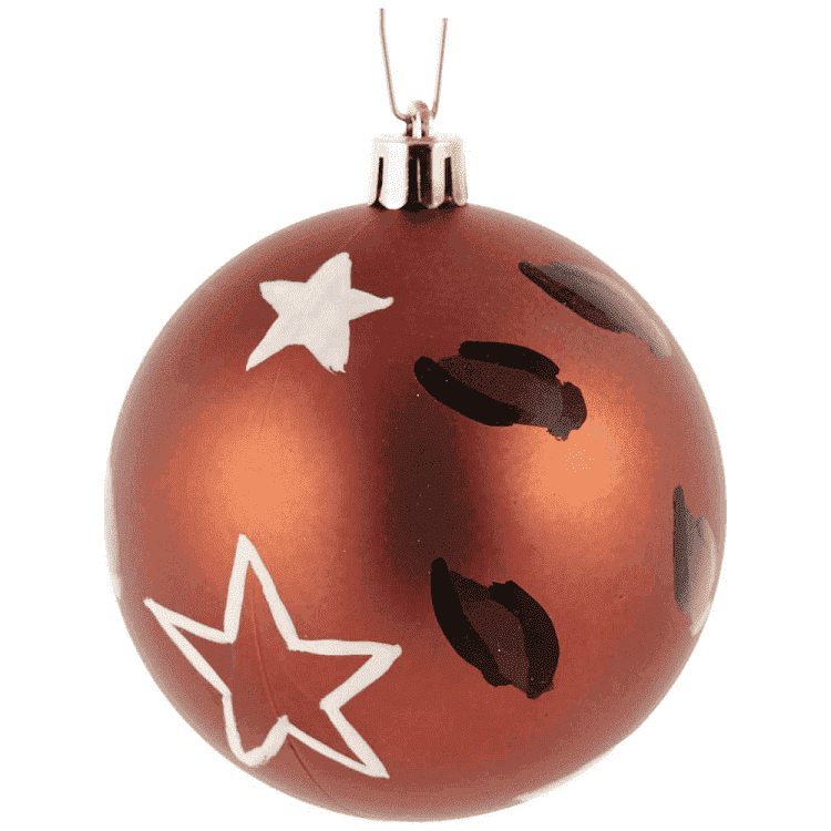 Χριστουγεννιάτικη Πλαστική Μπάλα 8cm 4 Χρωμάτων Animal Print