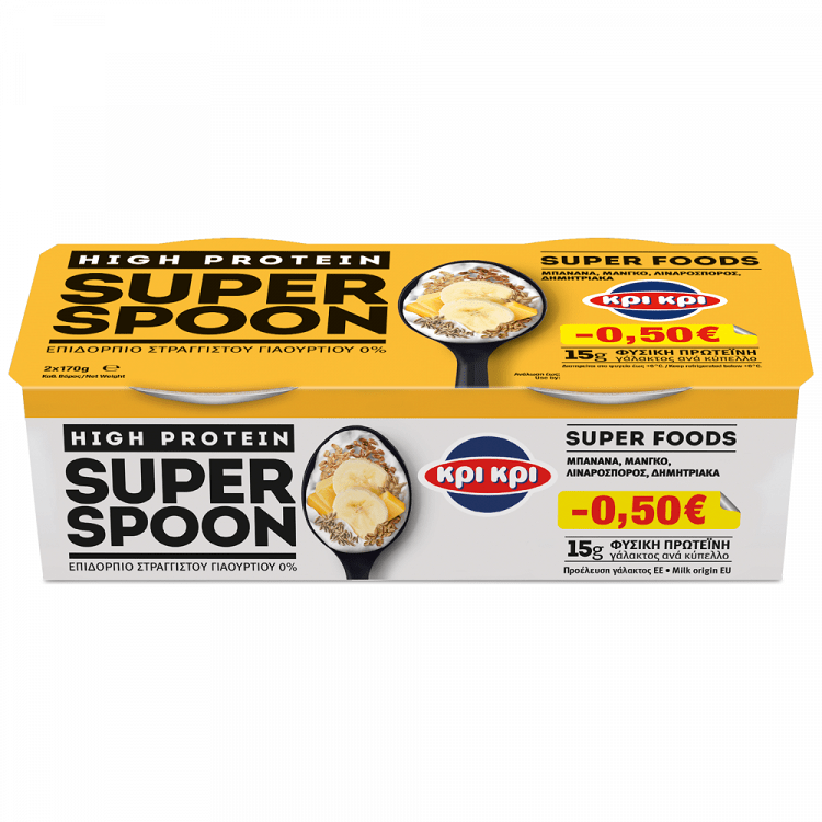 Κρι Κρι Super Spoon Επιδόρπιο Γιαουρτιού Μπανάνα Και Μάνγκο 170gr (2τεμ -0,50€)