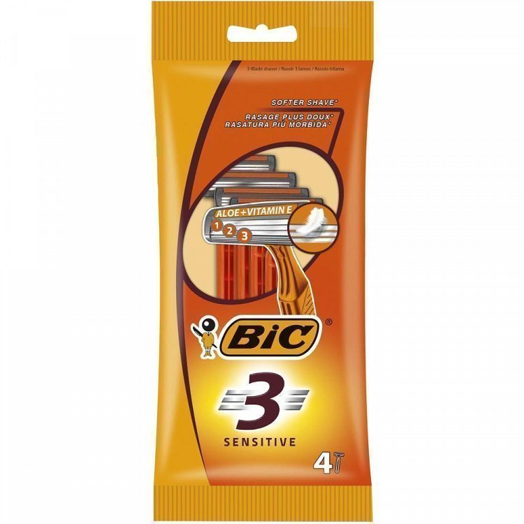BIC 3 Sensitive Ξυριστικές Μηχανές Πορτοκαλί 4τεμ
