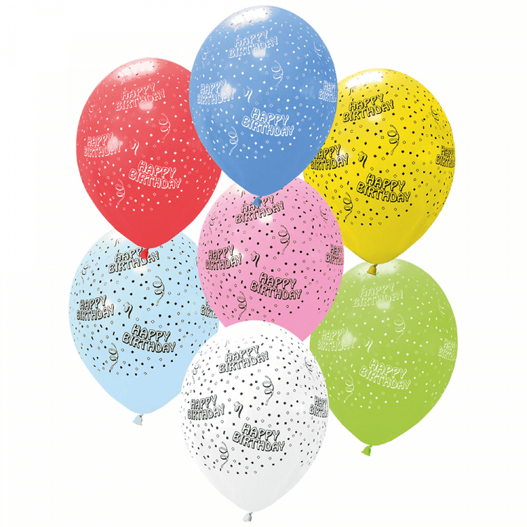 Μπαλόνια Happy Birthday Decorata Συσκ. 6τεμ