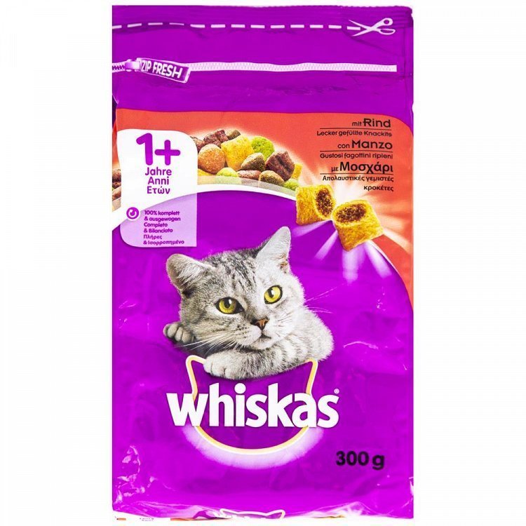 Whiskas Adult Μοσχάρι Ξηρά Τροφή Γάτας 300gr