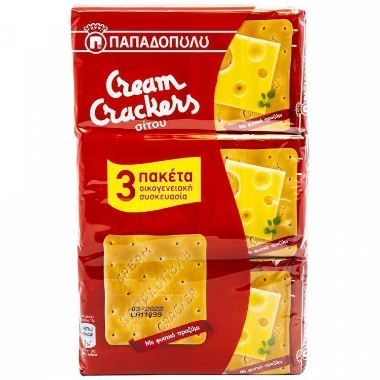 Παπαδοπούλου Cream Crackers Σίτου 3Χ140gr