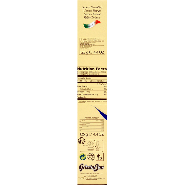 Grissinbon Torinesi Κριτσίνι 125gr