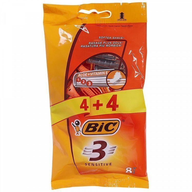 BIC 3 Sensitive Ξυριστικές Μηχανές Πορτοκαλί 4+4 Δώρο
